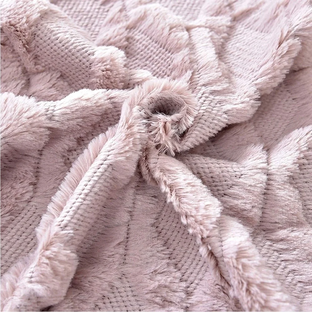 Light Pale Blush Pink Pillow Cover Furry Faux Luxury Soft Warm Pillow Case Set